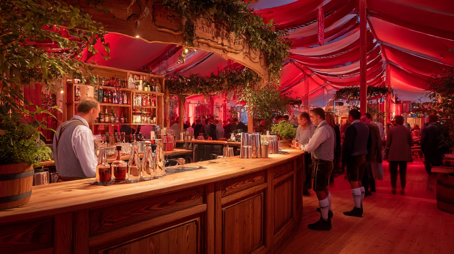 Vollautomatische Cocktailmaschine von The Cocktailmaker in einer festlichen Bar-Umgebung für Events und Gastronomie. Cocktailmaschine mieten oder kaufen.