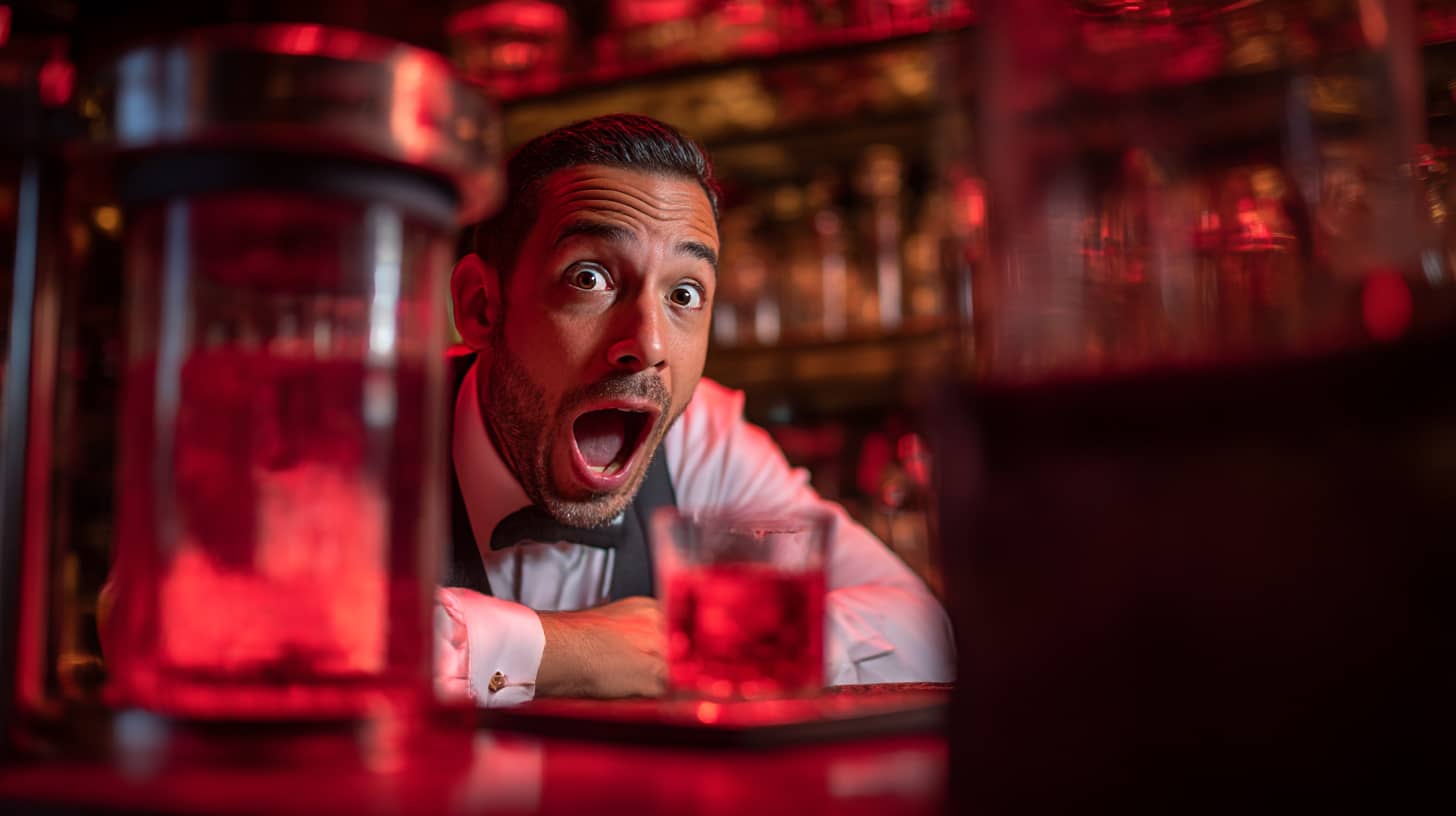 Bartender mit Cocktail in einem stilvollen Ambiente, präsentiert von The Cocktailmaker. Perfekt für vollautomatische Cocktailmaschinen.