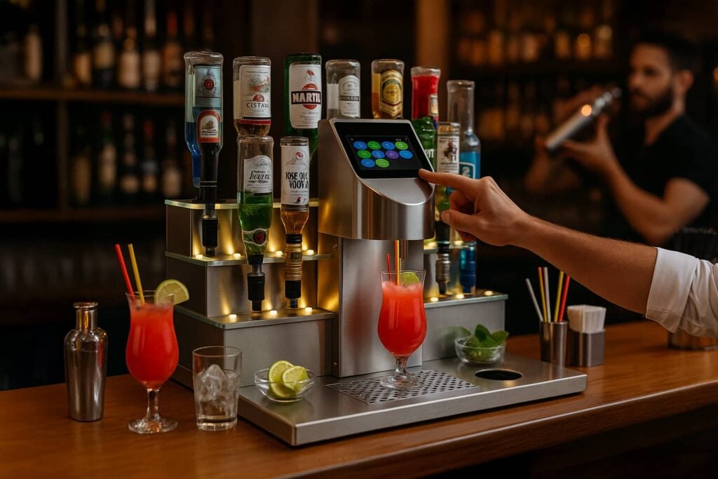 Vollautomatische Cocktailmaschine von The Cocktailmaker für Gastro, ideal zum Cocktailmischen und Cocktailautomaten mieten oder kaufen.