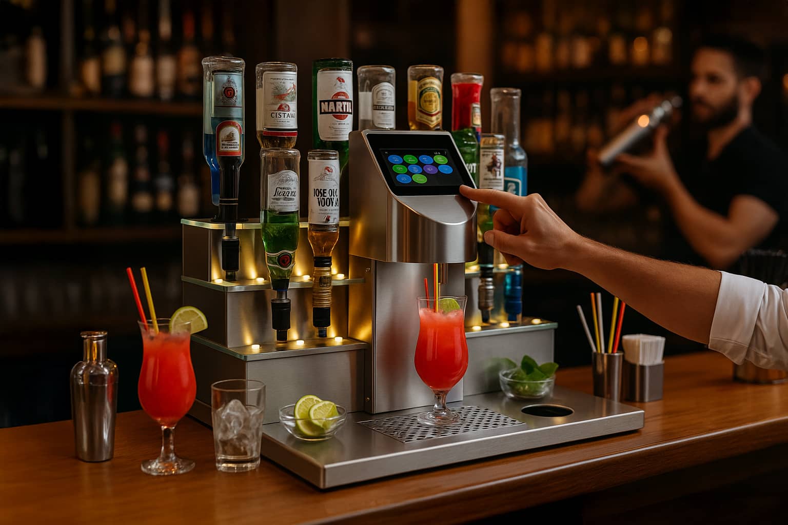 Vollautomatische Cocktailmaschine von The Cocktailmaker für Gastro, ideal zum Cocktailmischen und Cocktailautomaten mieten oder kaufen.