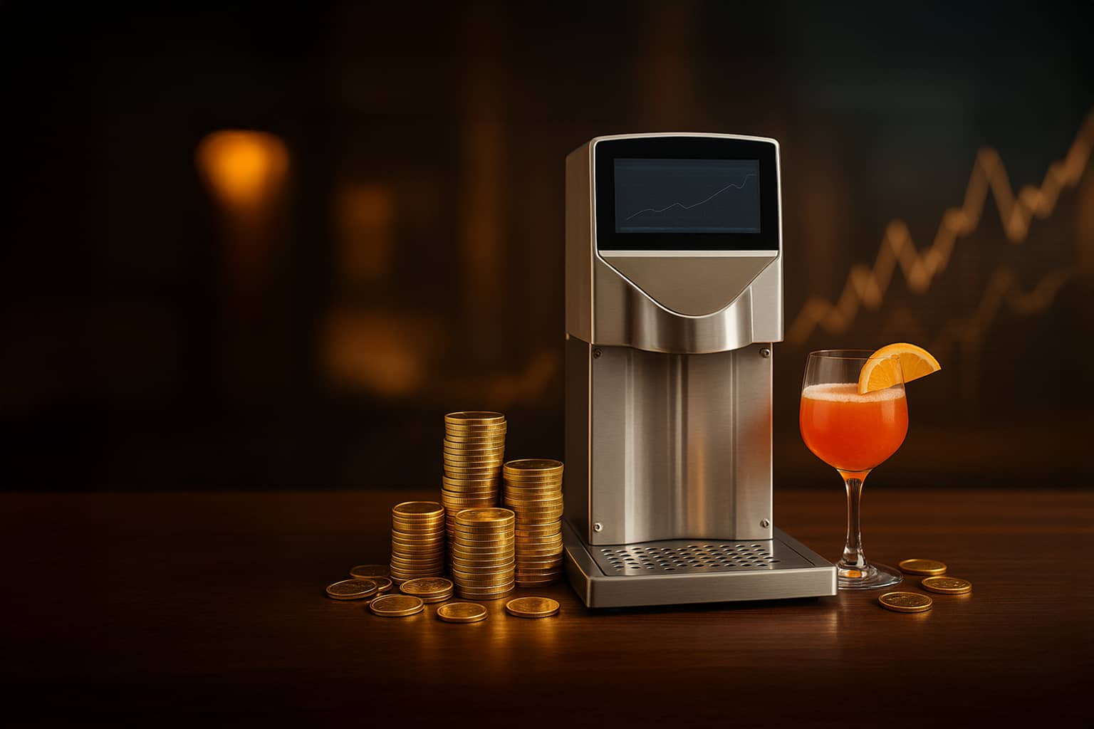 Vollautomatische Cocktailmaschine von The Cocktailmaker für Gastro, ideal zum Cocktail mixen, mieten oder kaufen für Events.