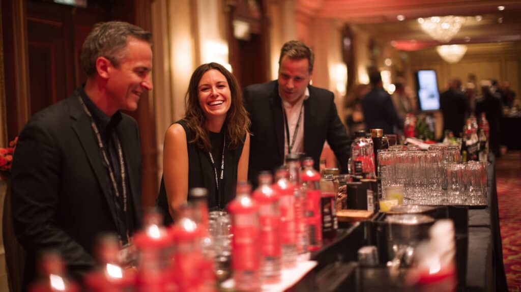 Professionelle Bartender bei The Cocktailmaker präsentieren die vollautomatische Cocktailmaschine zur einfachen Zubereitung von Cocktails.